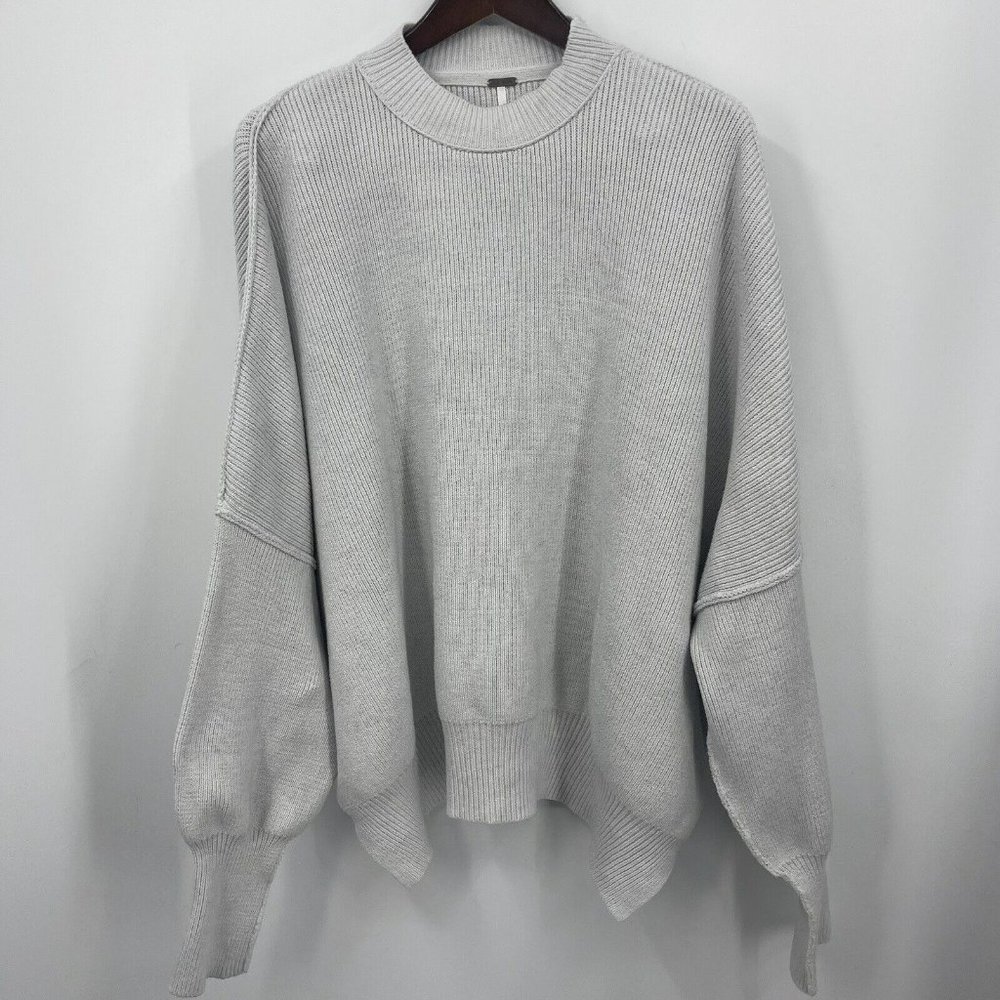 Free People Easy Street Ribbed Knit Tunic Sweater Top Womens Small Light Blue